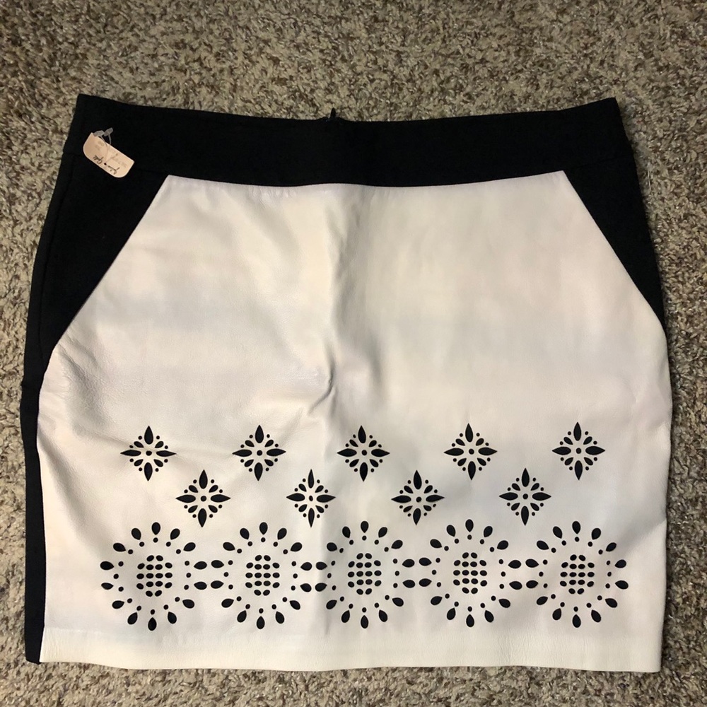 Leather cut out skirt